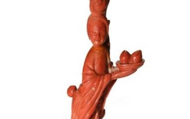 Chinese Coral Figurine of Woman