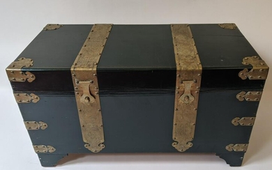 Chinese Lacquer & Brass Bound Trunk
