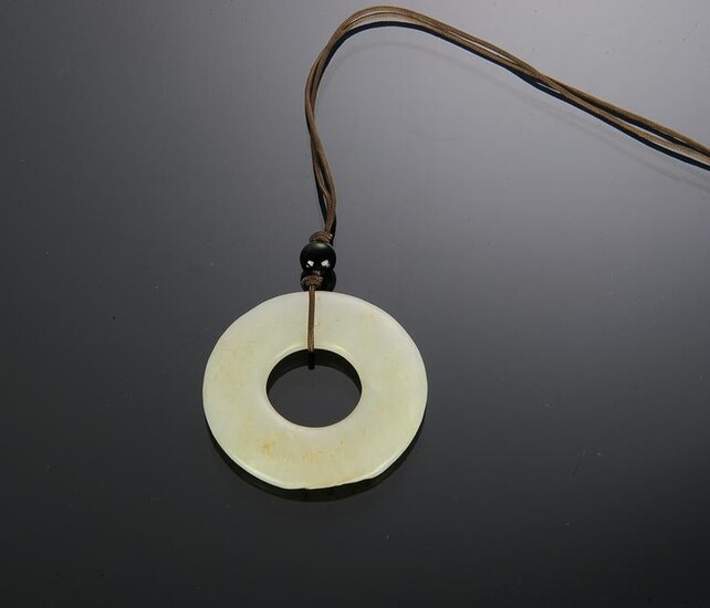 Chinese White Jade Bi Disc Pendant, Ming Dynasty