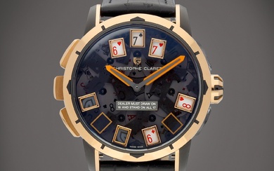 Christophe Claret Blackjack 21, Reference BLJ08 | A limited edition pink gold and PVD-Coated titanium wristwatch with striking hammer, cathedral gong and three casino games, Circa 2020 | Christophe Claret | Blackjack 21 型號BLJ08 |...