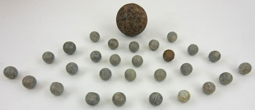 [Civil War] 28 Musket Balls and Grape Shot, Found Near