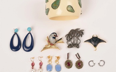 Collection of Costume Jewelry, Including a Marcasite Palm Tree