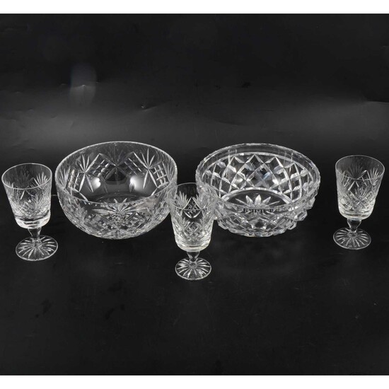 Collection of cut glass, including stem ware, fruit bowls, etc.
