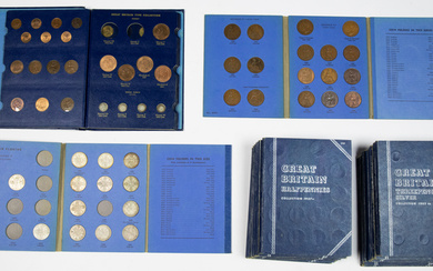 Collection with British coins in Whitman folders, incl. Pennies, Florins,...