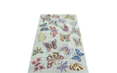 Colorful Butterfly Design Extra Soft Wool Hand Knotted