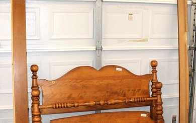 Country pine full size cannon ball bed with rails