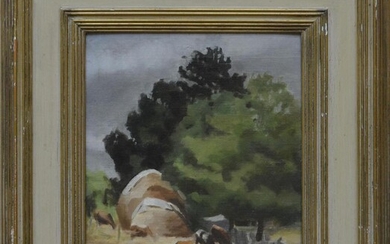 DOROTHY WHITEHEAD, COUNTRY SCENE, OIL ON BOARD, 27 X 24CM, FRAME SIZE: 47 X 45CM, CONDITION: MINOR SURFACE ABRASIONS, WELL FRAMED WI...