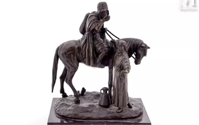 D'après Alfred DUBUCAND (1828-1894) Cavalier arabe et porteuse d'eau