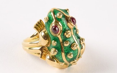 David Webb 18K Gold Frog Ring