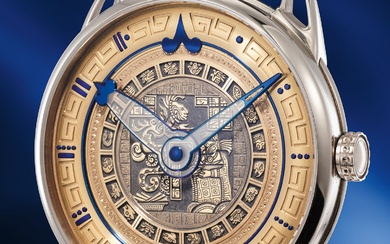 De Bethune, Ref. DB25W Maya An incredible white gold wristwatch with unique engraved Mayan motif dial, number 12 of a limited edition of 12 pieces