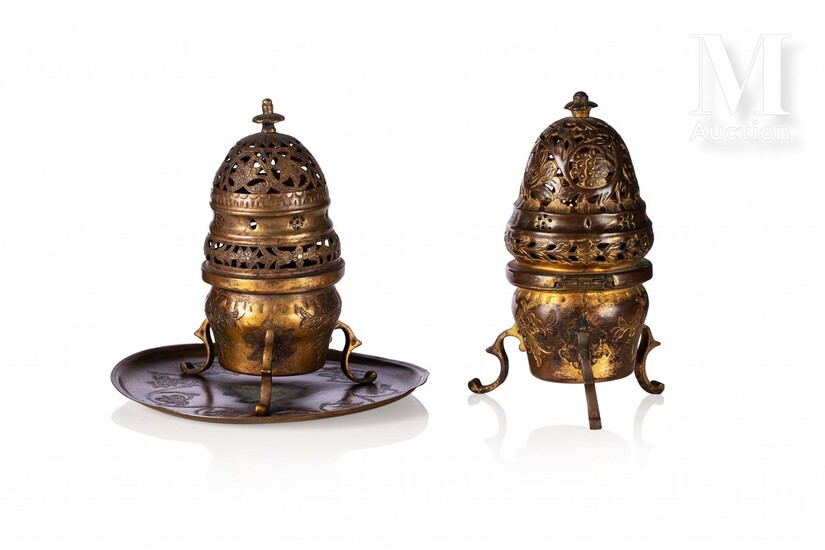 Deux brûle-encens ottoman Turquie, XIXe siècle... - Lot 562 - Millon
