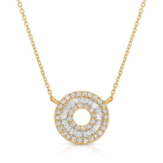 Diamond Baguette Necklace In 18K Yellow Gold