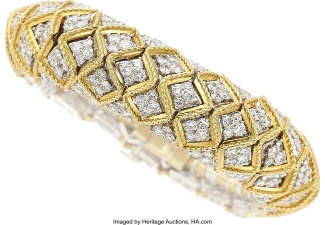 Diamond, Gold Bracelet Stones: Full-cut diamonds