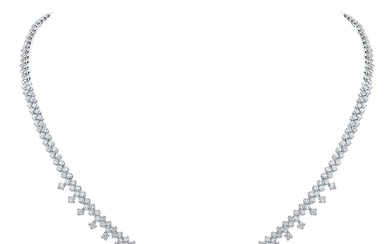 Diamond Prong-set Necklace With Drop Accents In 14k White Gold (3.15ctw)