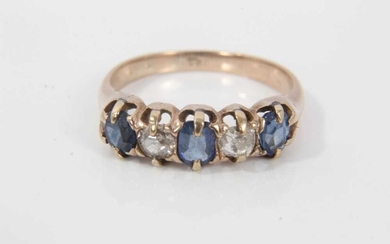 Diamond and sapphire five stone ring