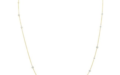 Diamonds By The Yard Round Bezel Necklace In 14k White Gold
