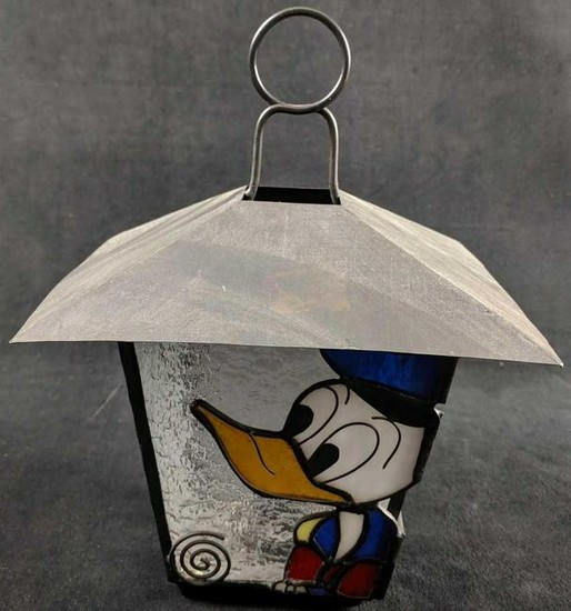 Disney VIntage Tea Candle Outside Metal And Glass Lamp