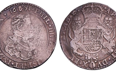 Ducaton Filips IV, Brabant (Antwerpen) 1651. Zeer Fraai + (kras).