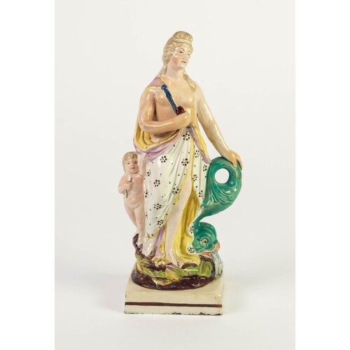EARLY NINETEENTH CENTURY STAFFORDSHIRE POTTERY FIGURE OF VEN...