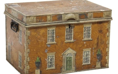 ENGLISH PAINT-DECORATED METAL HOUSE FACADE BOX