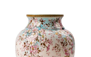 Edmond LACHENAL (1855-1948) Vase balustre en céramique émaillée polychrome à décor floral. Signé E.LACHENAL vers...