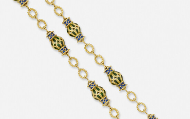 Enamel and gold necklace