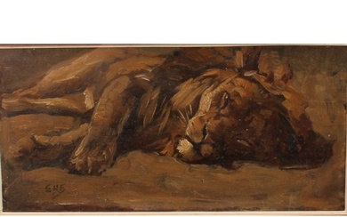English School (20th century) Study of a Lion, initialled EH...