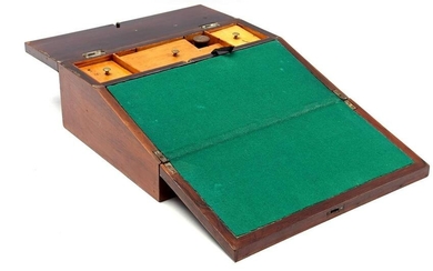 English rosewood veneer writing box with brass inlay