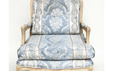 FAUTEUIL, French Louis XV style fruitwood with woven smoke b...