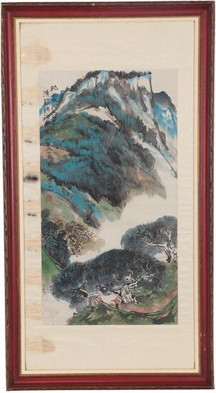 FRAMED CHINESE SCROLL INK ON PAPER SIGNED