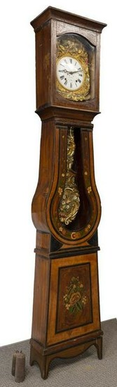 FRENCH PROVINCIAL PINE MORBIER LONG CASE CLOCK