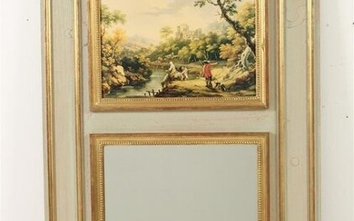 FRENCH TRUMEAU MIRROR W/ FIGURES ALONG RIVER