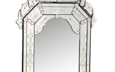 (-), Faceted mirror with cut decor, 142 cm...