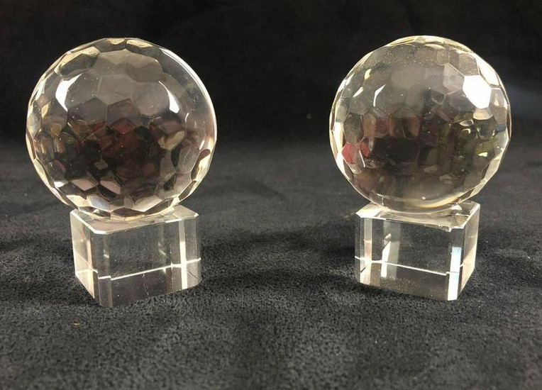 Feng Shui Glass Balls Pair Faceted Crystal Prism
