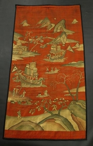 Fine Chinese 19 C Kesi Silk Dragon Boat Tapestry