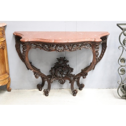Fine antique French Louis XV marble topped console, well car...