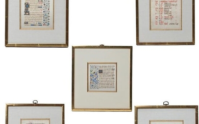 Five Framed Double Sided Illuminated Pages from a Book