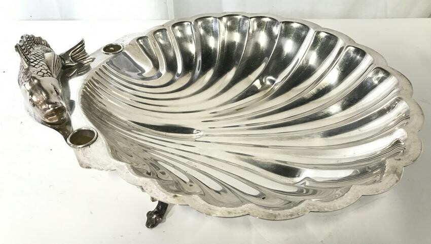 Footed Silver Plated Shell Platter