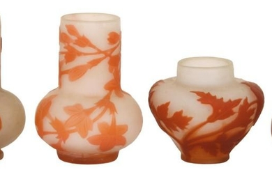 Four Galle Cameo Glass Cabinet Vases