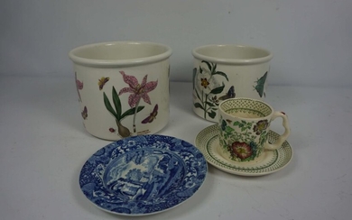 Four assorted Portmeirion ‘Botanic Garden’ kitchen canisters, together with assorted ceramics and