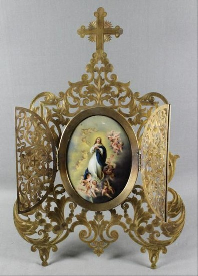 Framed Ecclesiastical Plaque W/ Bronze Frame