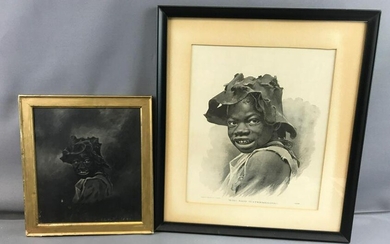 Framed artwork of same subject black folk art