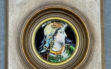 Framed miniature enamel painting