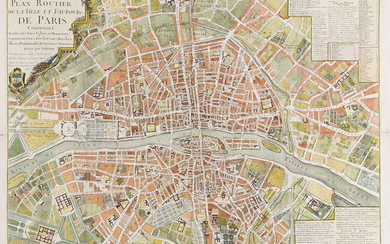 France.- Paris.- Crépy (Jean Baptiste) Nouveau Plan Routier de la Ville et Faubourg de Paris, 1763.