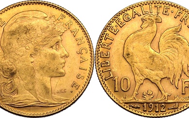 France Third Republic 1912 Gold 10 Francs