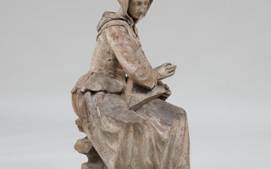 French Painted Terracotta Model of a Woman in Period