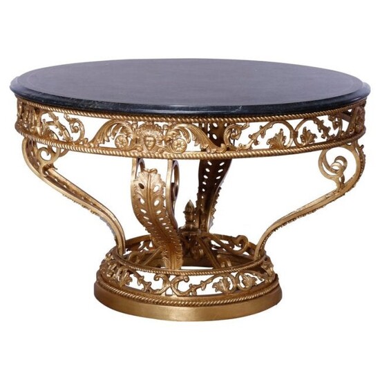 French Renaissance Revival Gilt Metal Pietra Dura Table