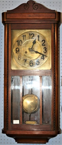 French mahogany cased wall clock, in need of adjustment