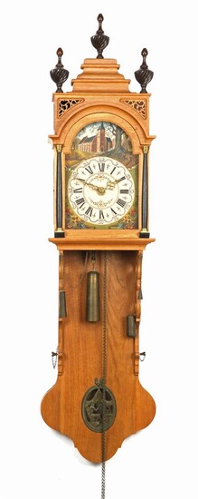 (-), Frisian tail clock with painted dial, openwork...