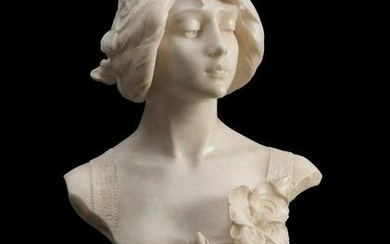 GALILEO POCHINI (Italy, 1800-1899) "Female bust. Marble. Signed. It presents a lack in the base.